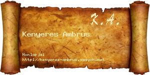 Kenyeres Ambrus névjegykártya