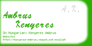 ambrus kenyeres business card